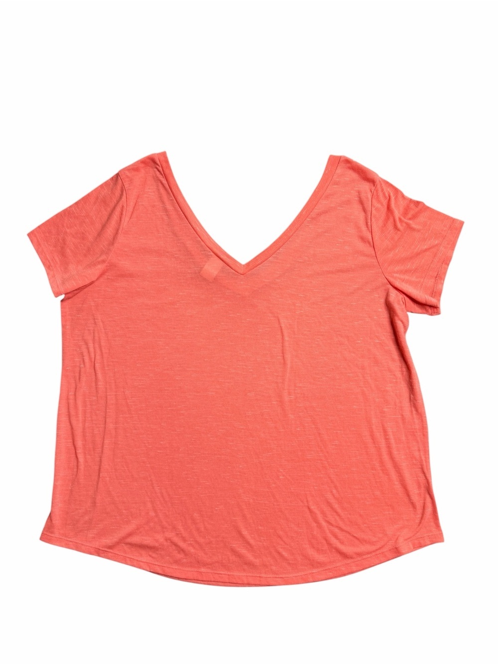 Torrid Coral V-Neck Slub Knit Tee Plus Size 1 Short Sleeve Top - Picture 4 of 5